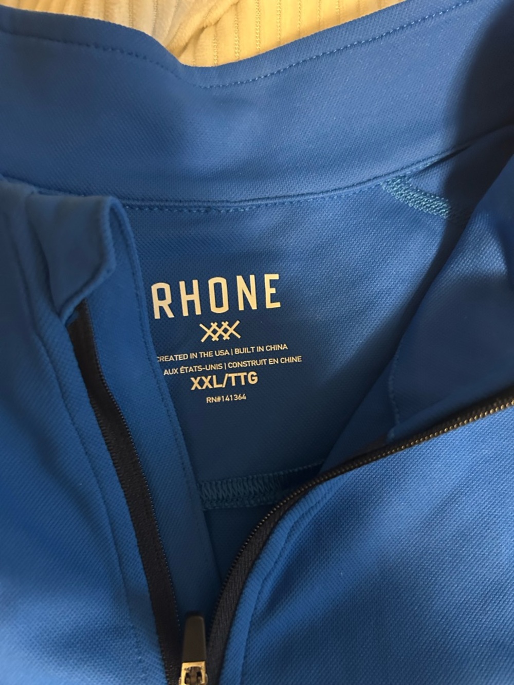 Rhone Pullover Mens XXL Blue 1/4 Zip Mock Neck Long Sleeve Athletic Shirt - Picture 2 of 2